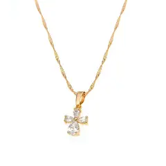 LUXURYJOYAS - Collar Cruz De Circones Mujer Oro 18kt Bañado