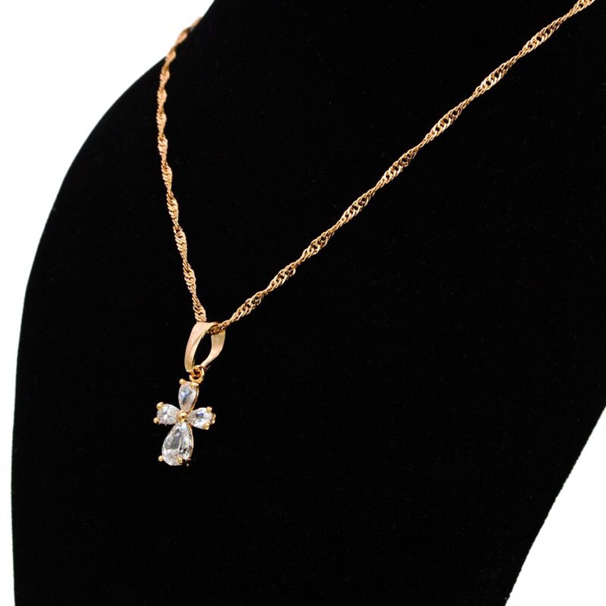 LUXURYJOYAS - Collar Cruz De Circones Mujer Oro 18kt Bañado