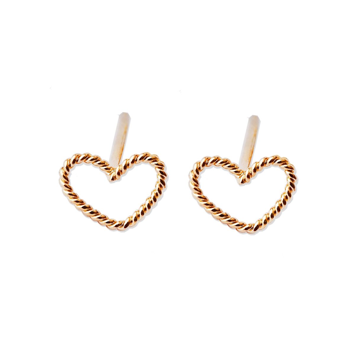 MABELITA - Aritos con Baño De Oro Corazón Enroscado