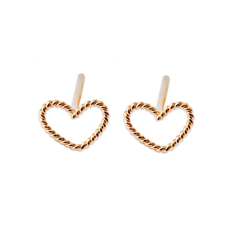 MABELITA - Aritos con Baño De Oro Corazón Enroscado