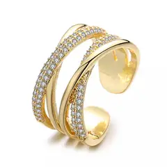 LUXURYJOYAS - Anillo Tipo Cintillo Baño Oro 18kt Ajustable abierto LUXURYJOYASCL