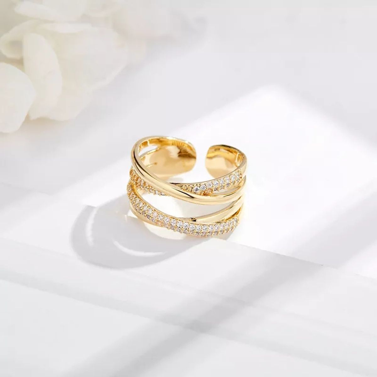 LUXURYJOYAS - Anillo Tipo Cintillo Baño Oro 18kt Ajustable abierto LUXURYJOYASCL