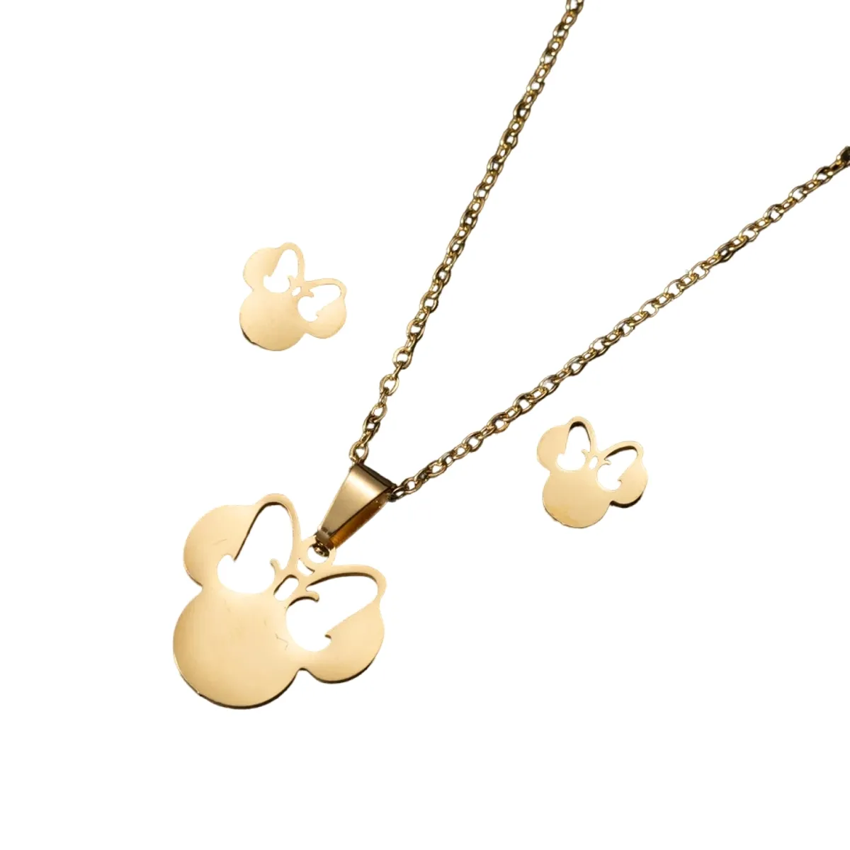 LUXURYJOYAS - Set Collar + Aros Minnie Mouse Baño Oro 18k Joyas Niña Mujer