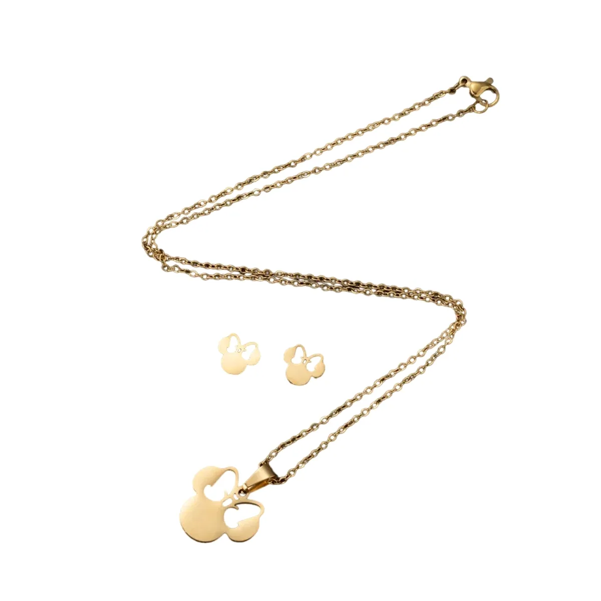 LUXURYJOYAS - Set Collar + Aros Minnie Mouse Baño Oro 18k Joyas Niña Mujer