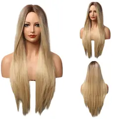 LUXURYJOYAS - Peluca De Encaje Pelo fibra natural Rubio Extra 331
