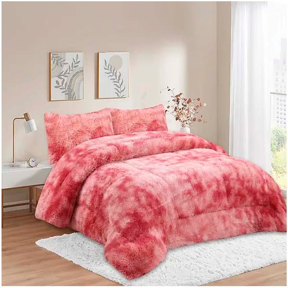 GENERICO - Cubrecama Peludo con chiporro 2P Rosaj.