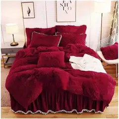 GENERICO - Cubrecama Peludo con chiporro 2 plazas Burdeo