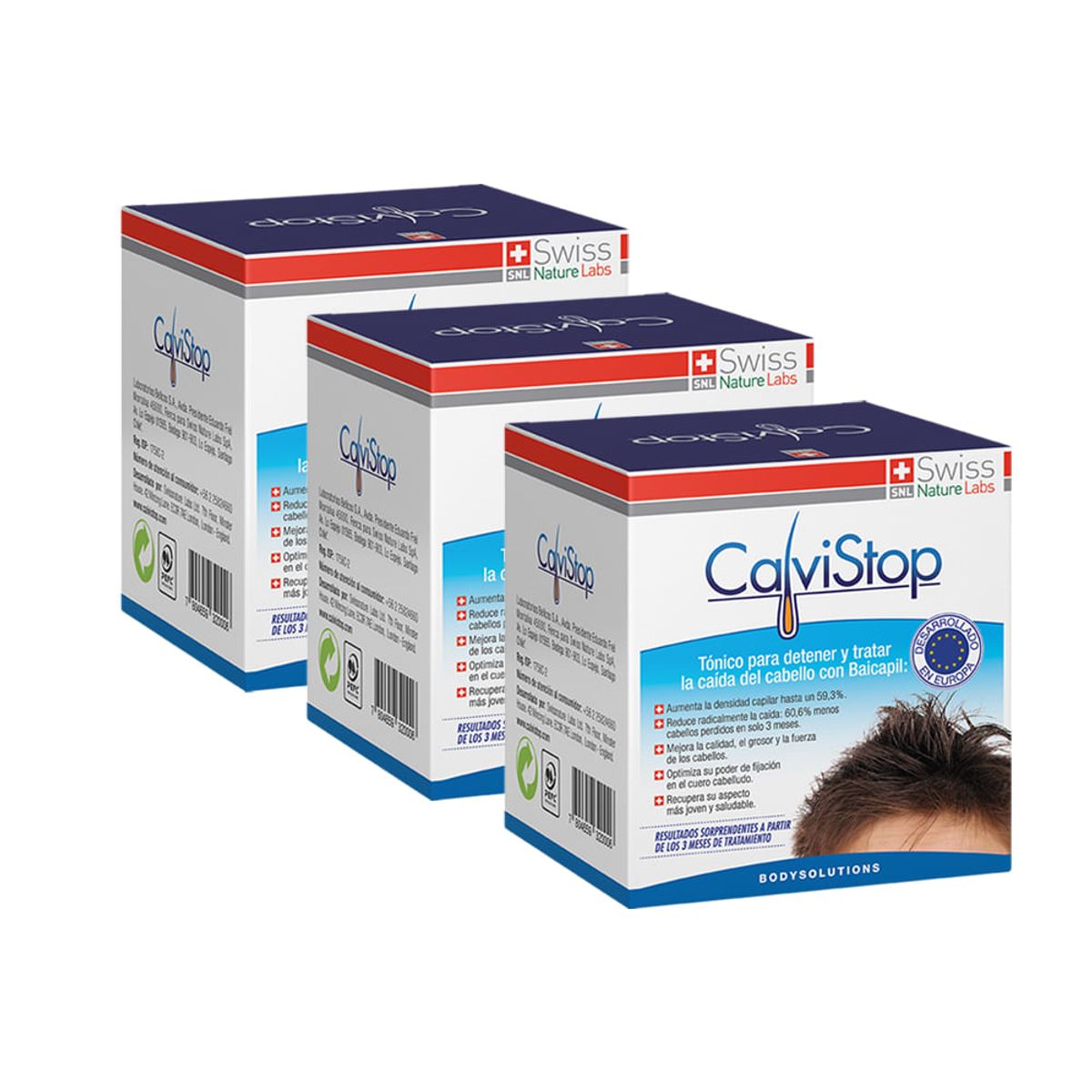 CALVISTOP - Calvistop - 3 Estuches con 4 frascos (3 meses)