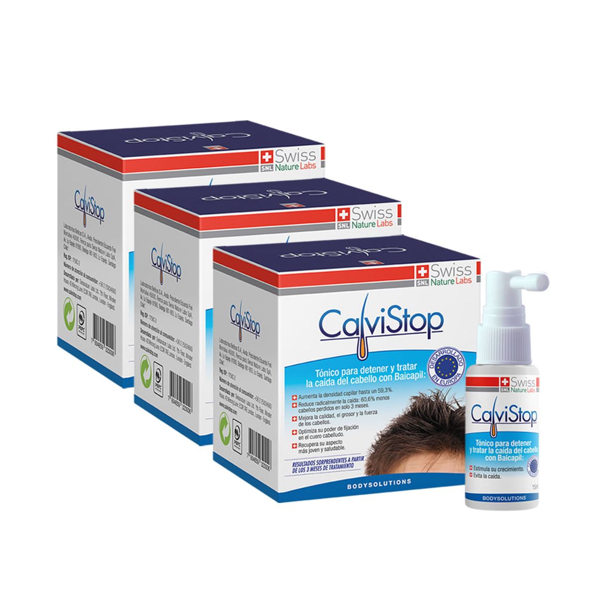 CALVISTOP - Calvistop - 3 Estuches con 4 frascos (3 meses)