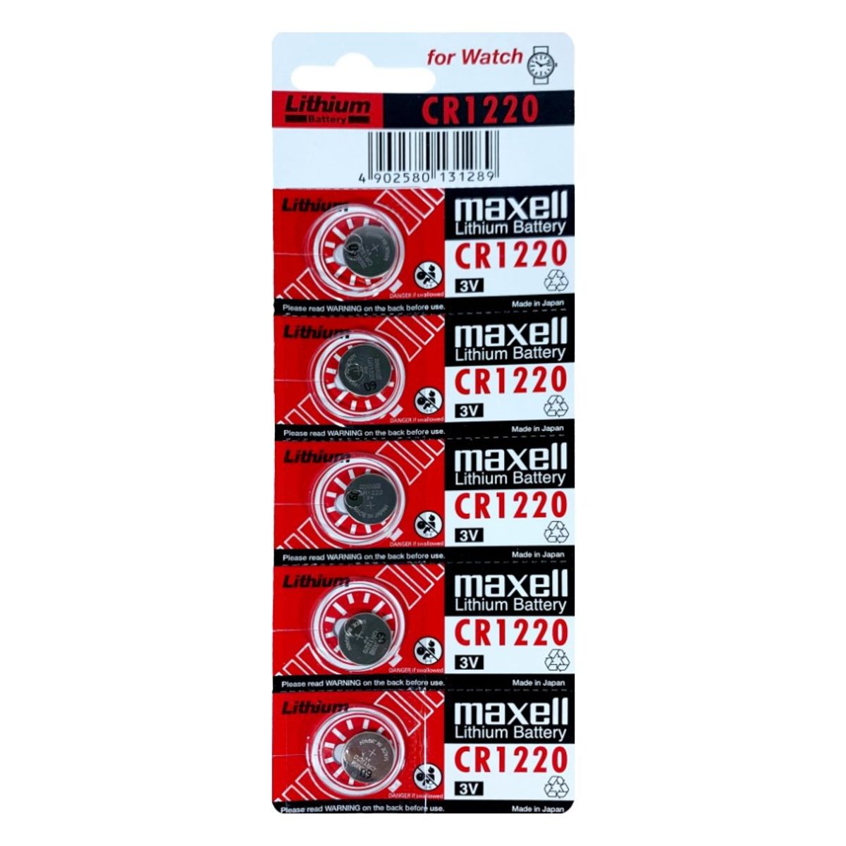 MAXELL - Pack 5 Pilas Maxell Botón Litio Cr1220 3V