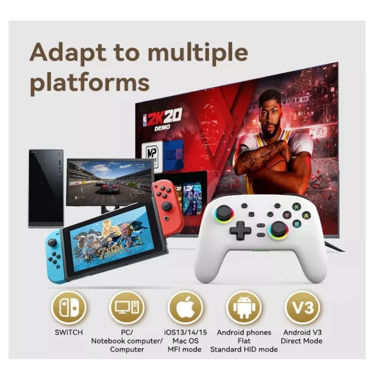 GENERICO - Control Genérico Rgb Para Nintendo Switcholedlitepcmóvil