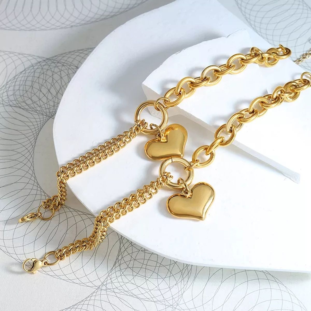 LUXURYJOYAS - Pulsera Oro 18kt Bañado Corazón Colgante 485