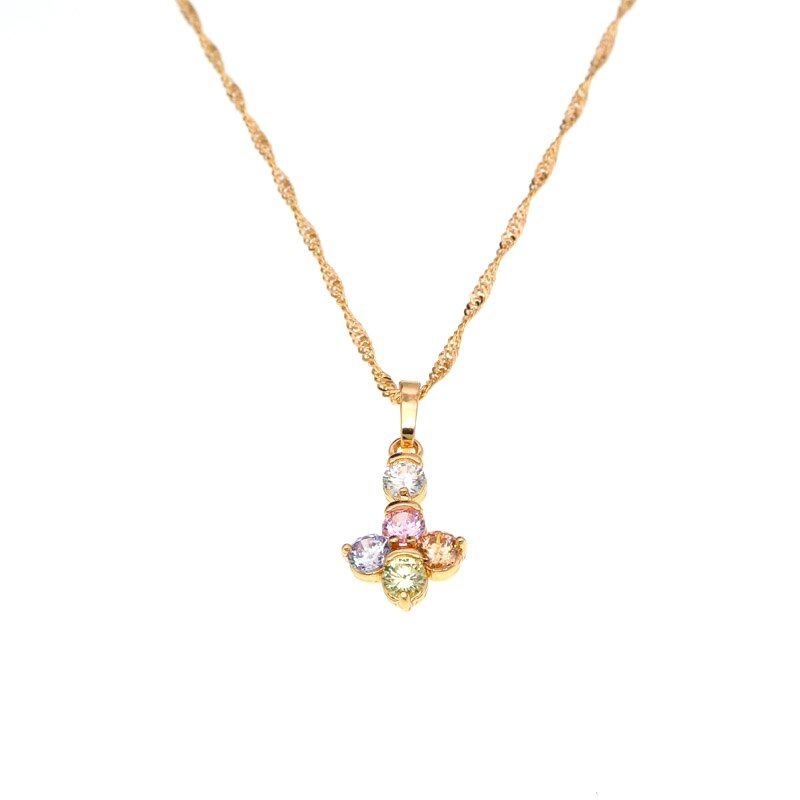 LUXURYJOYAS - Collar Cruz Inv De Circones Multicolor Mujer Oro 18kt Bañado