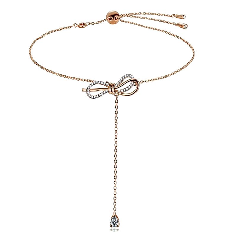 LUXURYJOYAS - Collar Swan Lazo Ajustable Oro Rosa 18kt Bañado LUXURYJOYASCL