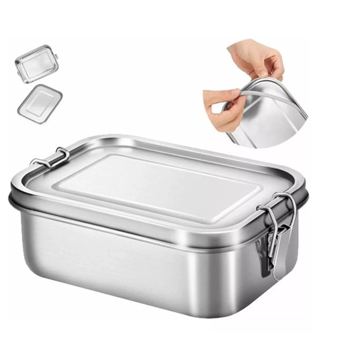 GENERICO - Bandeja Lonchera Escolar Fiambrera Acero 1200cc Hermético