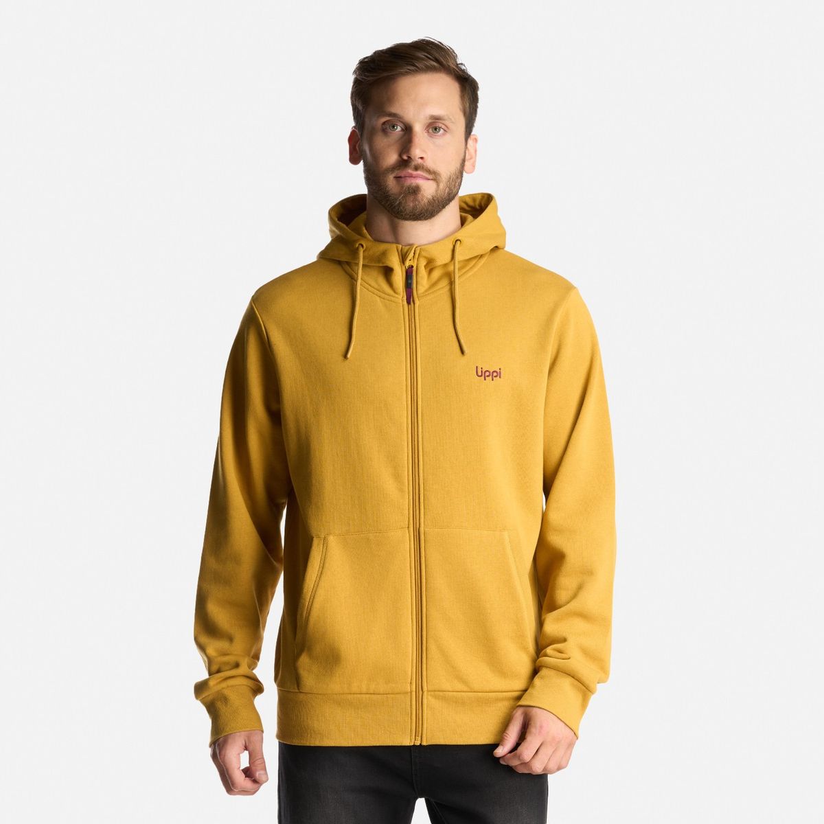 LIPPI - Poleron Hombre Ulmo Full Zip Hoody Sweatshirt Mostaza Lippi