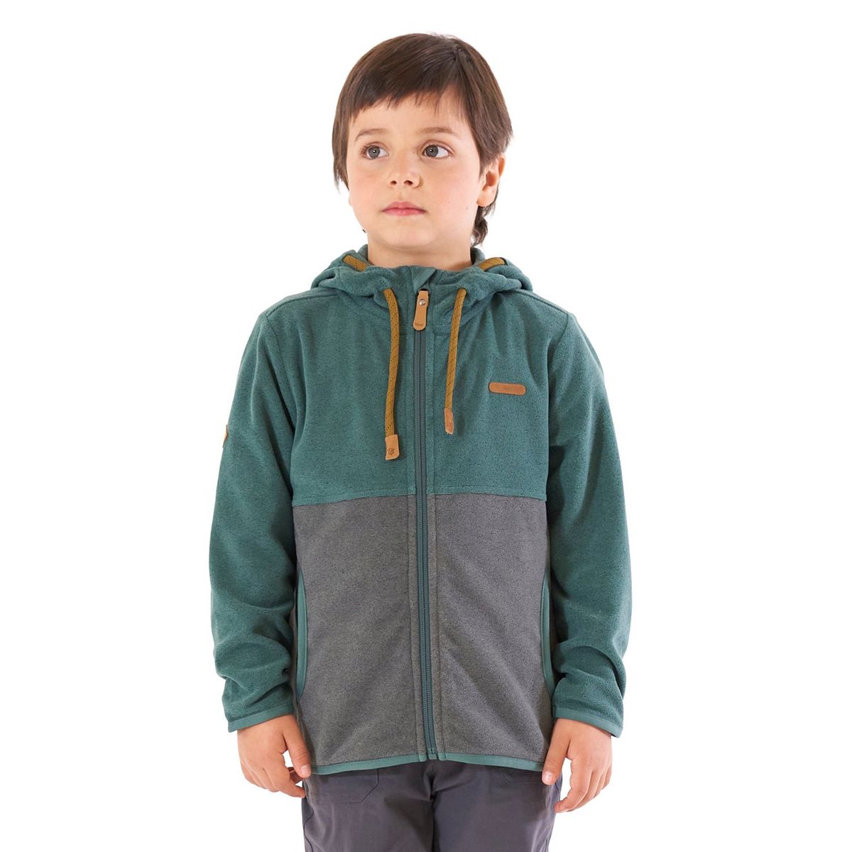 LIPPI - Poleron Niño Stripes Nano-F Full Zip Turquesa Oscuro / Gris Oscuro Lippi