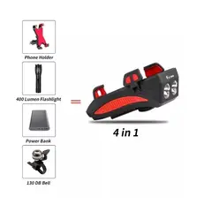 GENERICO - Luz Bicicleta Led Delantera Bocina Powerbank Porta Telefono