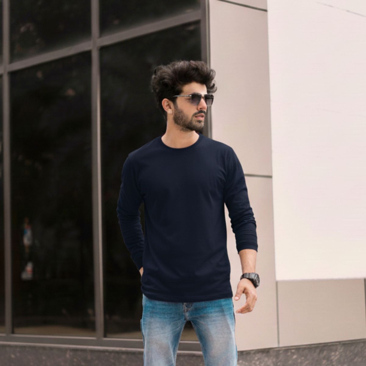 T WORLD - Polera Algodón Manga Larga Cuello Redondo UV Antipilling