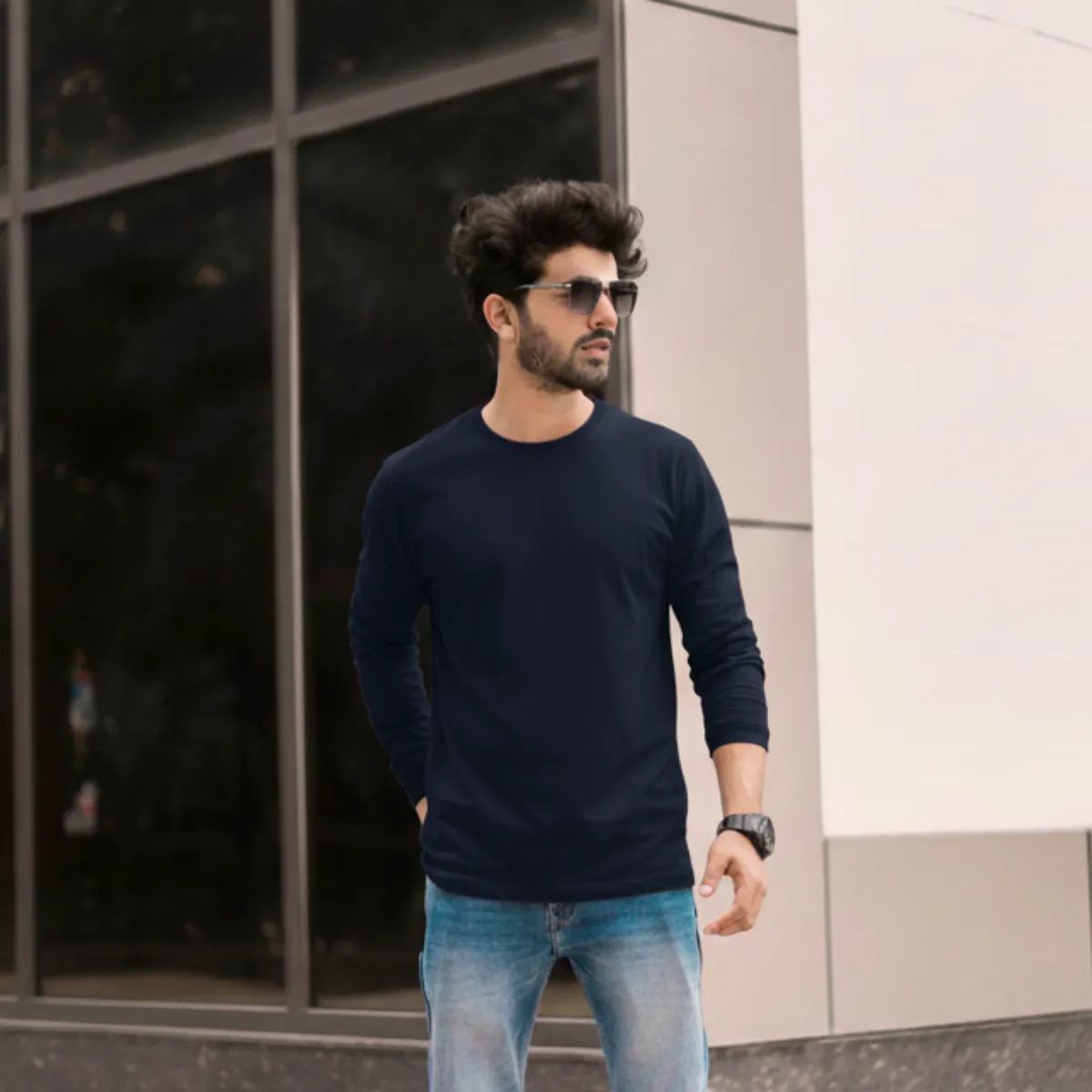 T WORLD - Polera Algodón Manga Larga Cuello Redondo UV Antipilling