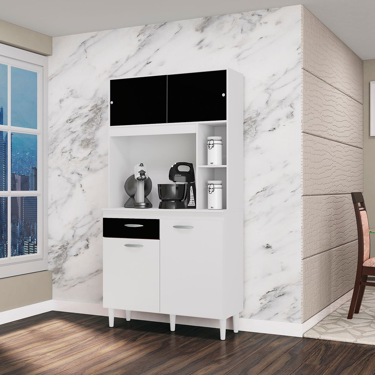 TAHUARI - Mueble de cocina Duna 90 blanco/negro