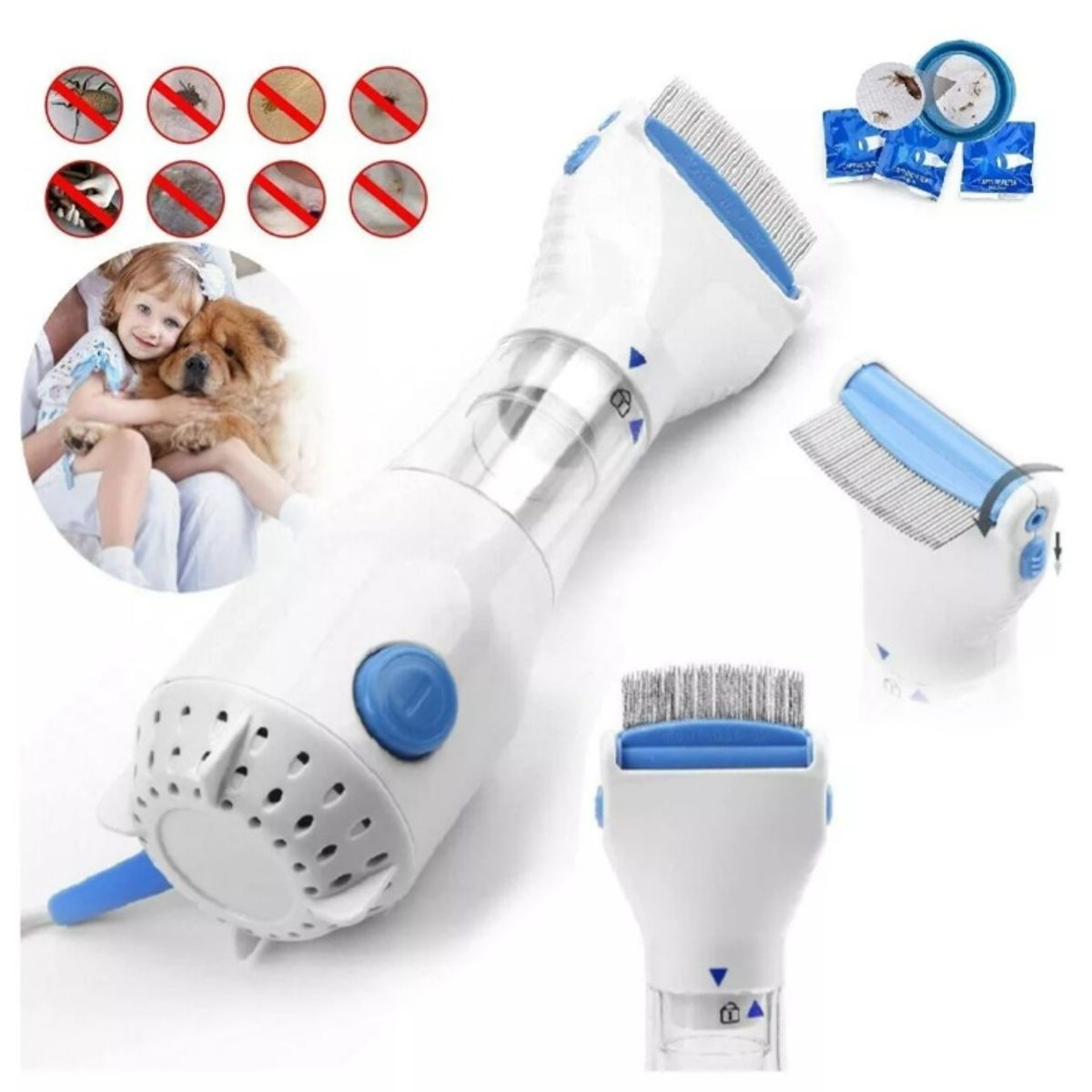 GENERICO - Cepillo Saca Piojos Aspiradora Electrico Liendres Limpieza