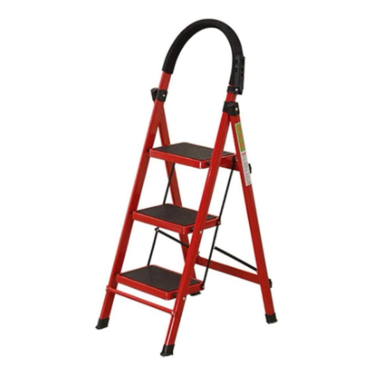 GENERICO - Escalera Plegable De Metal Roja 3 Niveles