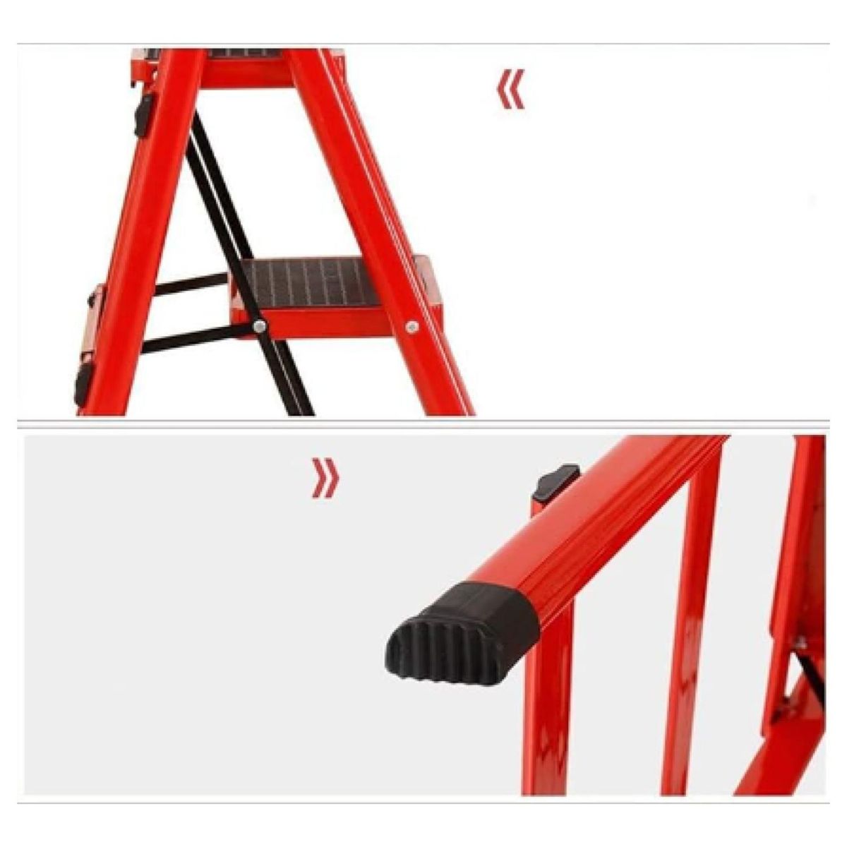 GENERICO - Escalera Plegable De Metal Roja 3 Niveles