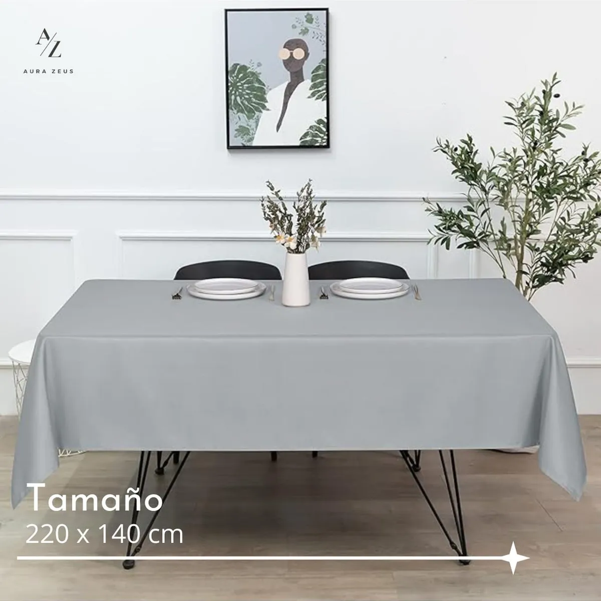 AZ AURAZEUS - Mantel Rectangular Antimanchas Impermeable Genero Tela 220 X 140 Cm