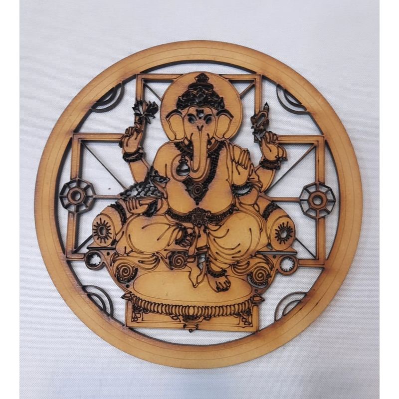 GENERICO - Ganesha MDF color natural 15 cm de diámetro.