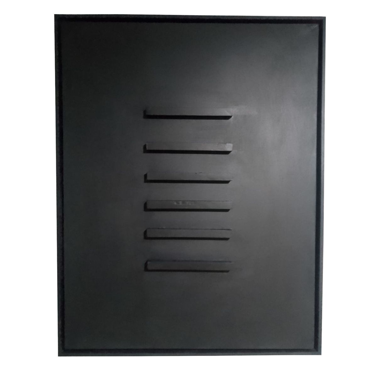 GENERICO - Cuadro Decorativo Abstracto Barras Madera Relieve Negro Acrílico Sobre Lienzo 90x70 cm