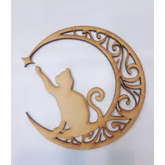 GENERICO - Gato Luna de la Vida MDF 8 cm de diámetro.