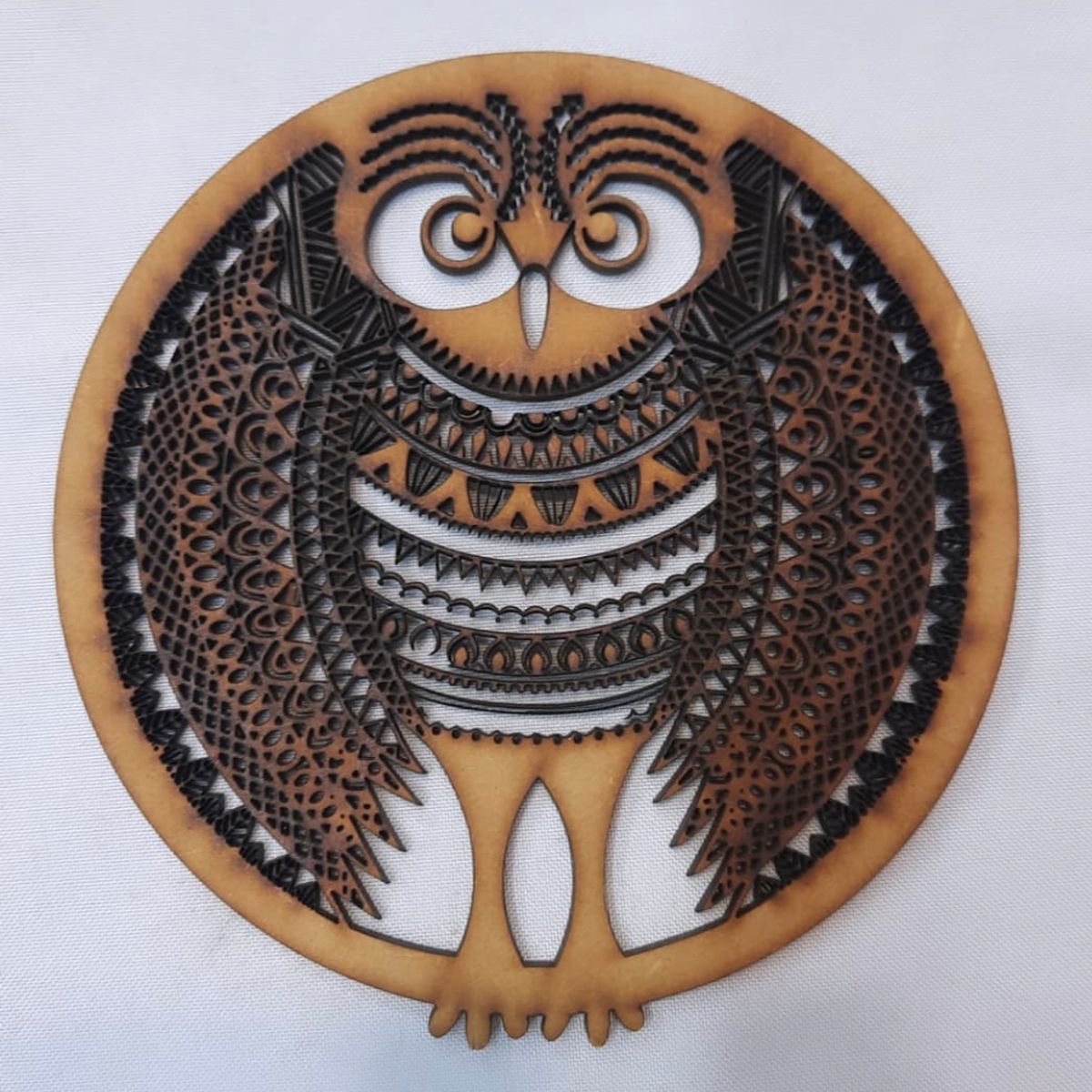 GENERICO - Mandala Búho MDF color natural 30 cm de diámetro.