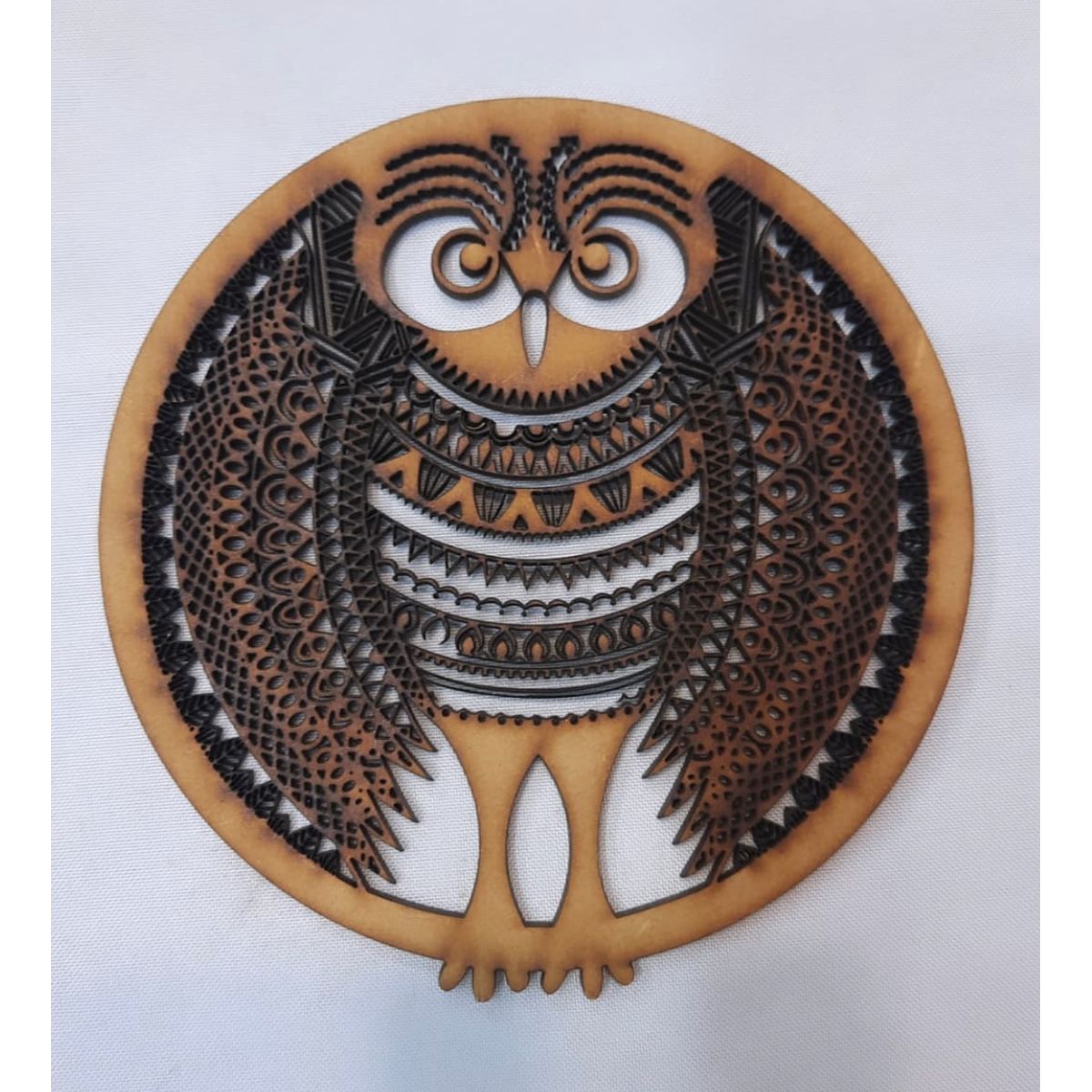 GENERICO - Mandala Búho MDF color natural 15 cm de diámetro.