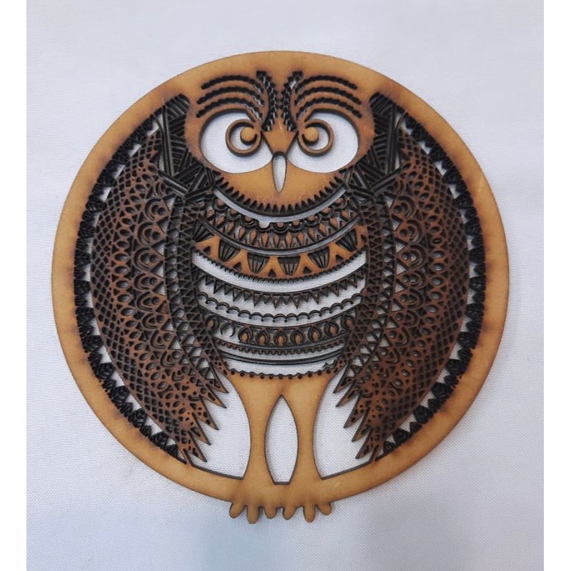 GENERICO - Mandala Búho MDF color natural 15 cm de diámetro.
