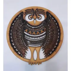 GENERICO - Mandala Búho MDF color natural 15 cm de diámetro.