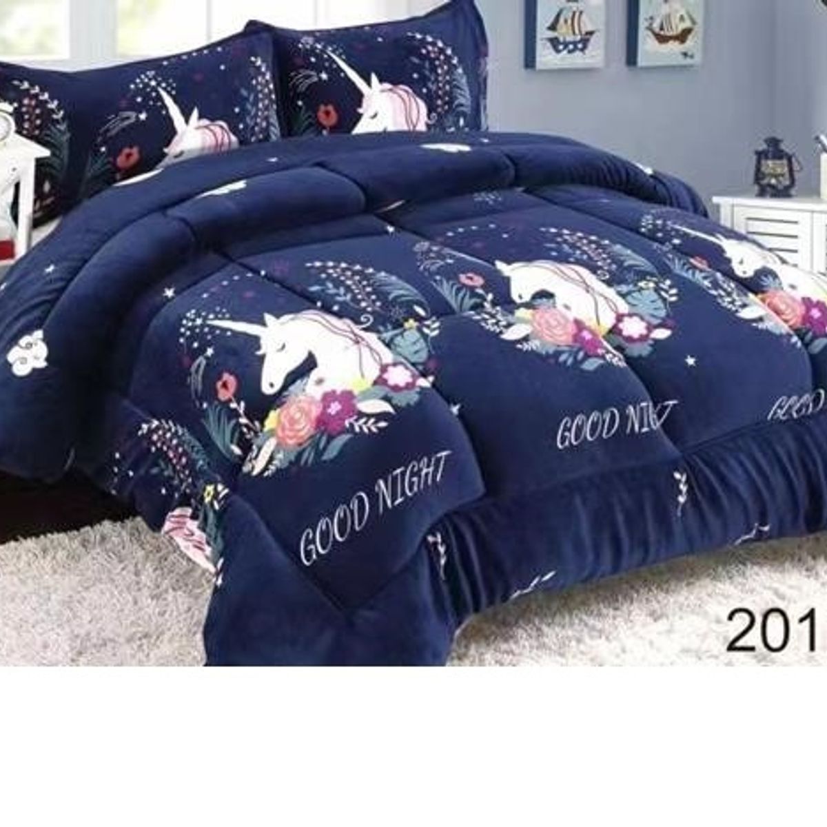 GENERICO - Cobertor Cubrecama de Invierno Plush con chiporro 1,5 plazas unicornio