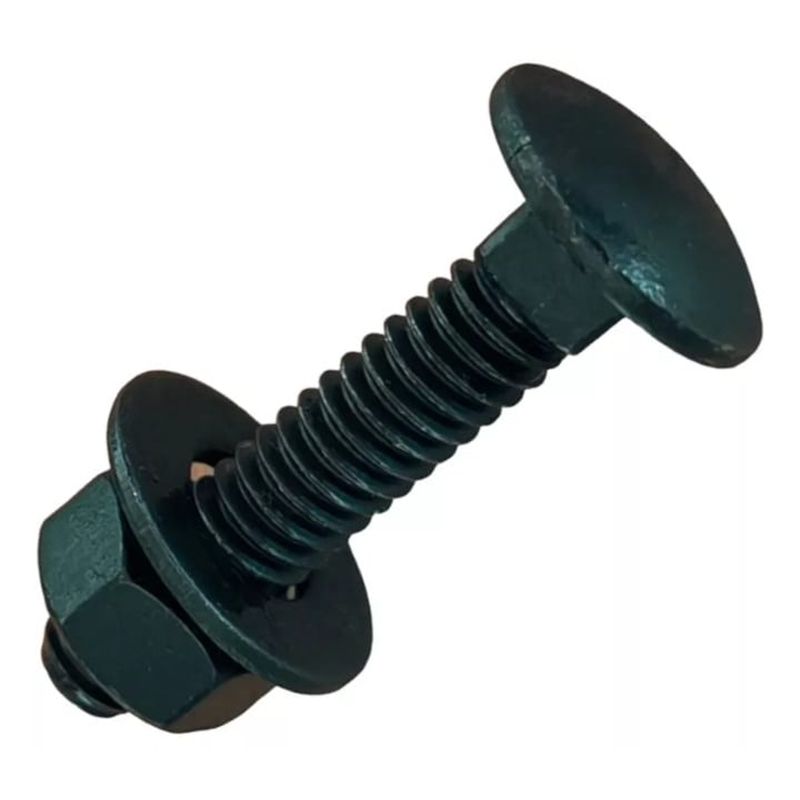 GENERICO - Perno Coche 1/4 X 2 1/2 Con Tuerca Y Golilla Negra (100 Unidades)