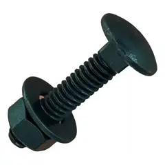 GENERICO - Perno Coche 1/4 X 2 1/2 Con Tuerca Y Golilla Negra (100 Unidades)