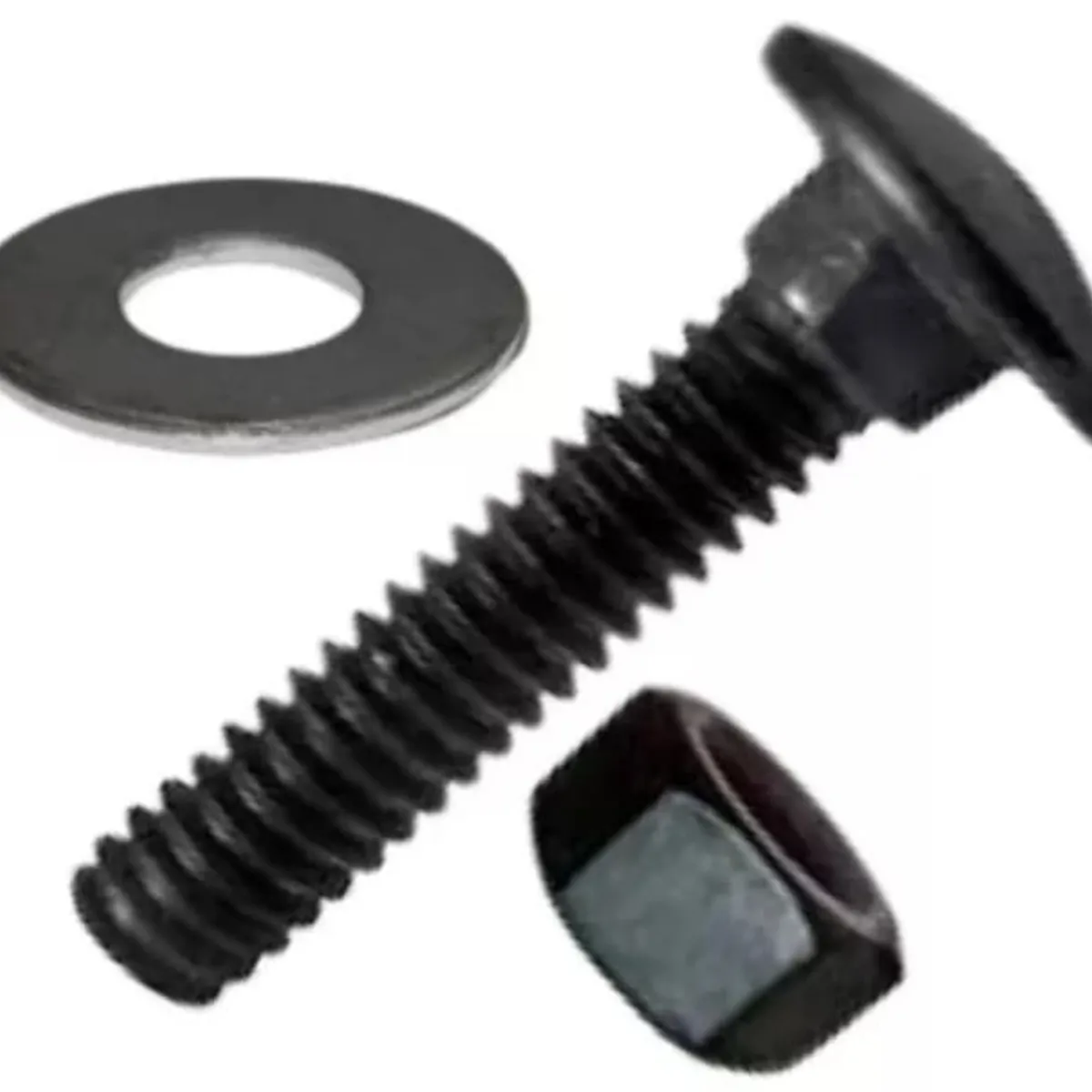 GENERICO - Perno Coche 1/4 X 2 1/2 Con Tuerca Y Golilla Negra (100 Unidades)