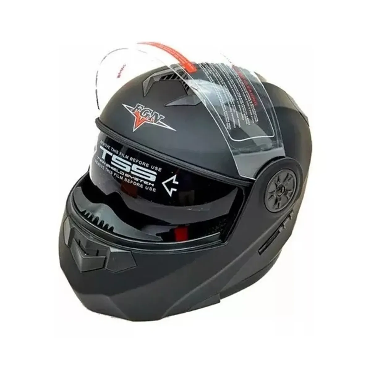 GENERICO - Casco para moto FGN 862 negro brillante abatible talla L