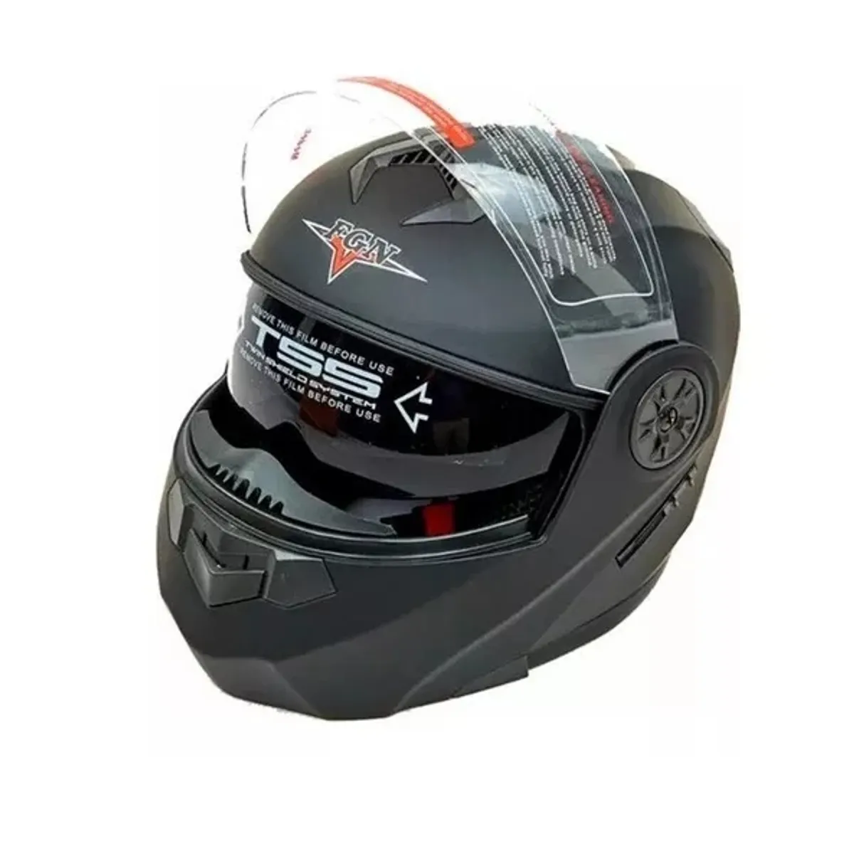GENERICO - Casco para moto FGN 862 negro brillante abatible talla XL
