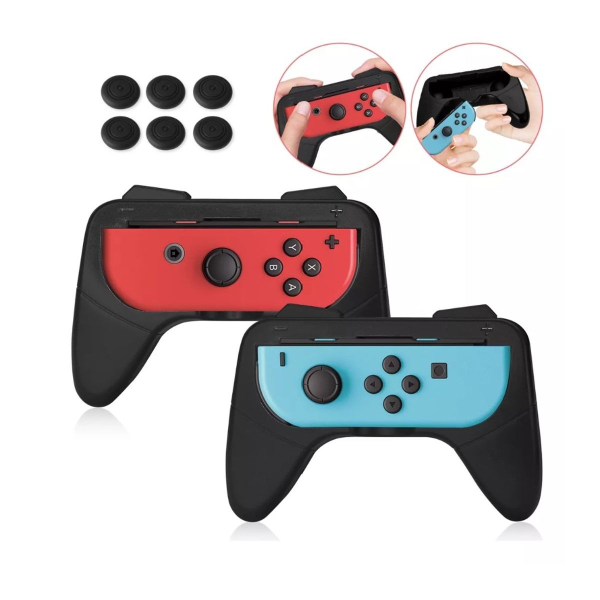 GENERICO - 2 Grip Mando Para Joycon Control Nintendo Switch Colores Negro