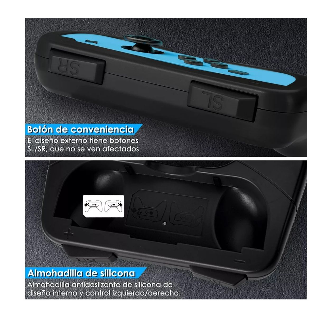 GENERICO - 2 Grip Mando Para Joycon Control Nintendo Switch Colores Negro
