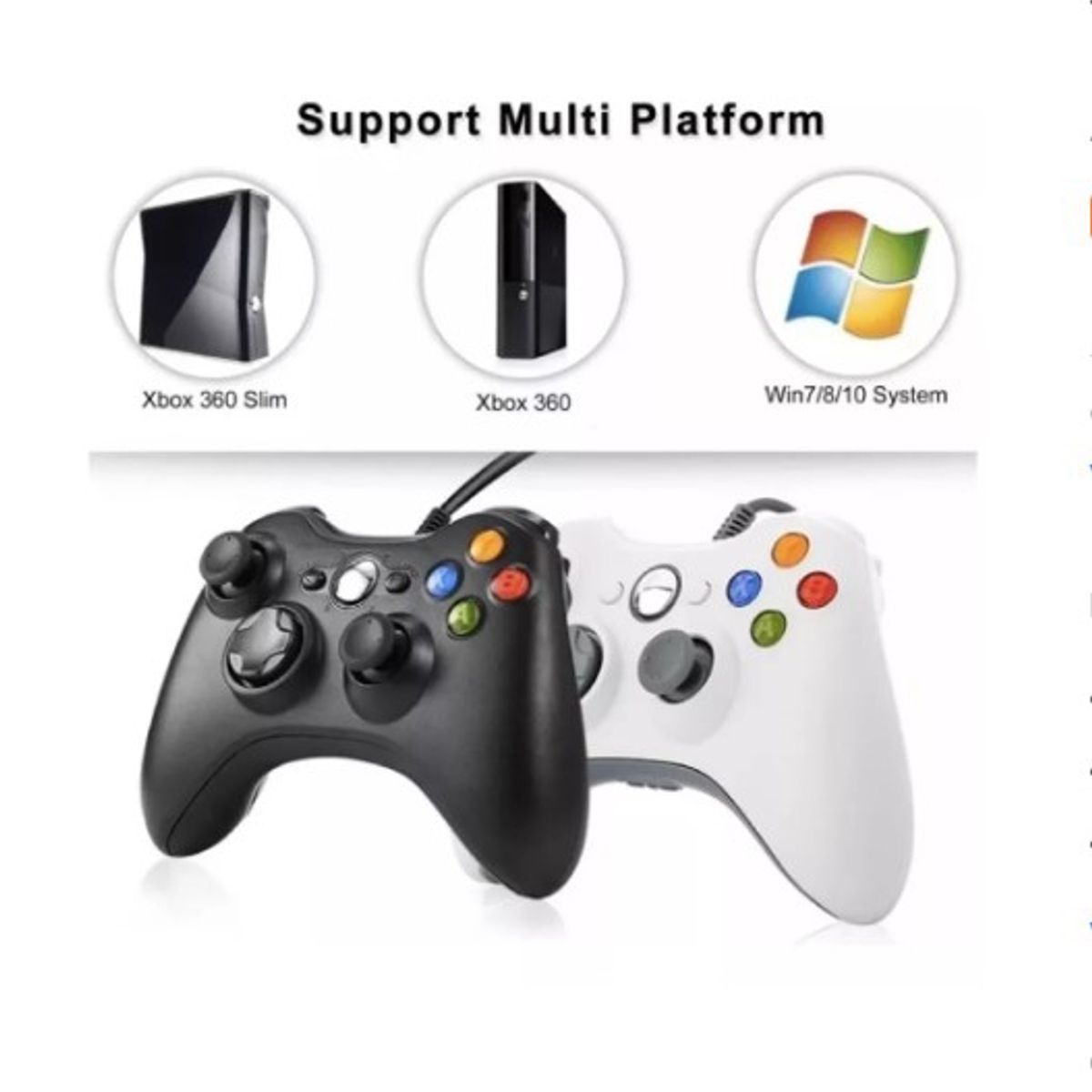 GENERICO - Joystick Mando Control Xbox 360 Pc Cable Alternativo Color Negro