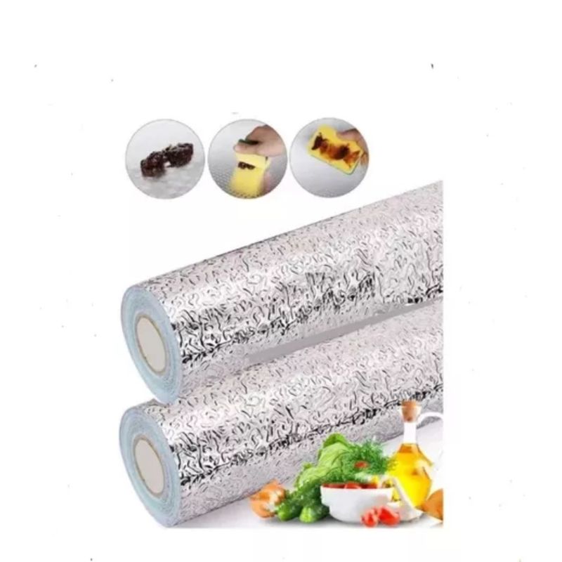 GENERICO - X2 Papel Aluminio Autoadhesivo Cocina Plateado Muebles 3mt