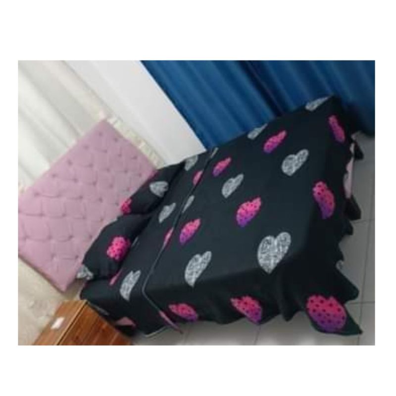 GENERICO - Sábanas De Polar Con Diseño 1,5 Plazas, Color Negro