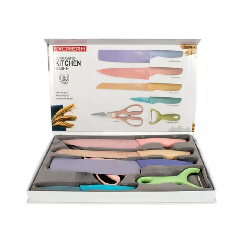 GENERICO - Juego De Cuchillos De Cocina Acero Inoxidable Set De 6 Pieza