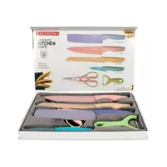 GENERICO - Juego De Cuchillos De Cocina Acero Inoxidable Set De 6 Pieza