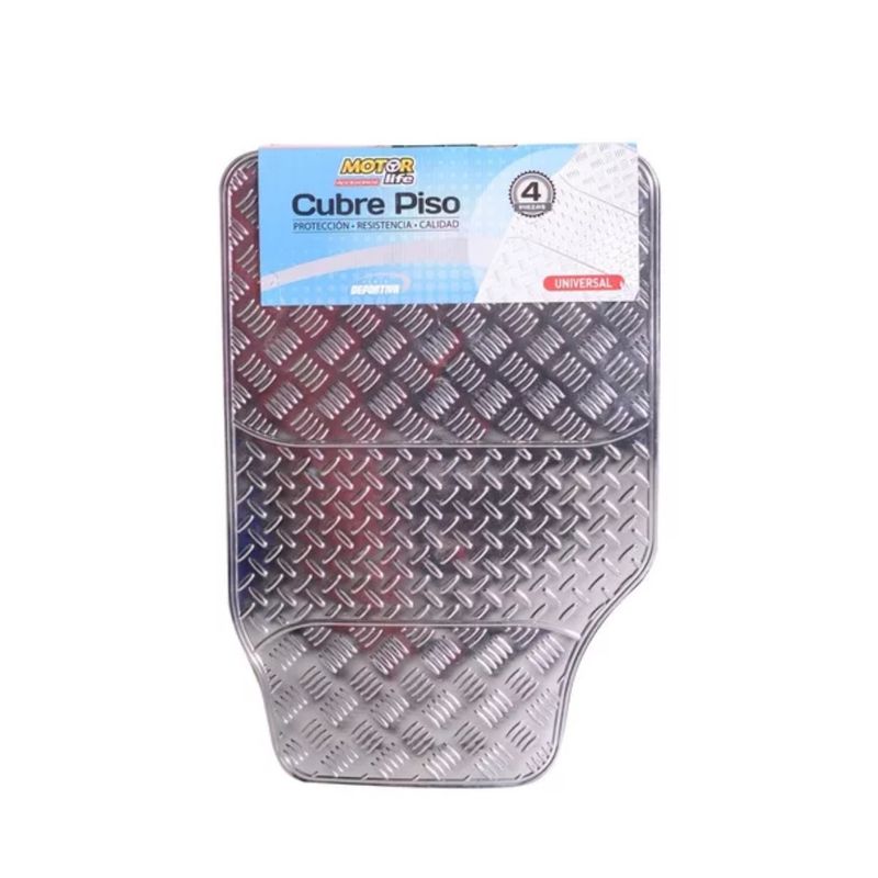 GENERICO - Set 4 Cubre Pisos Sport Color Aluminio Motorlife